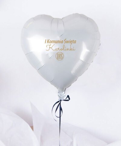 Balon z helem w pudełku na Komunię + imię