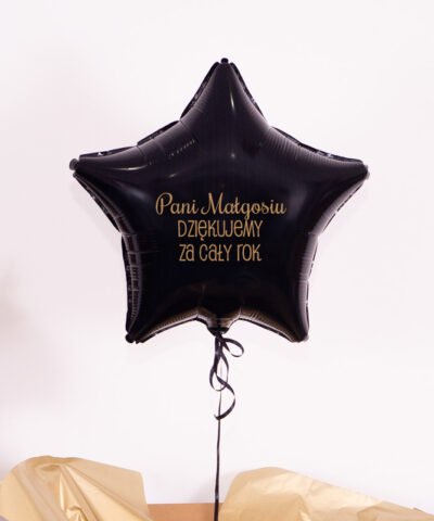 Balon czarna w gwiazdka z napisem dla Nauczyciela