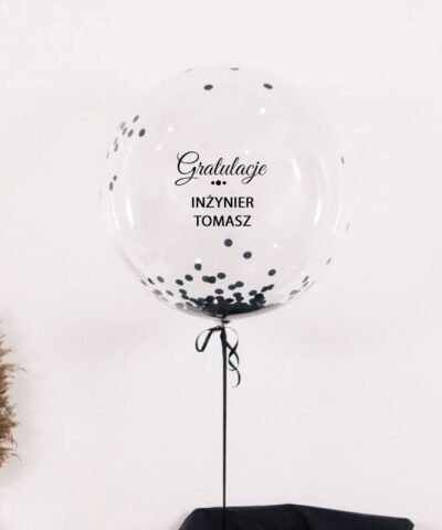 Balon kula z helem i konfetti w pudełku- prezent dla Inżyniera