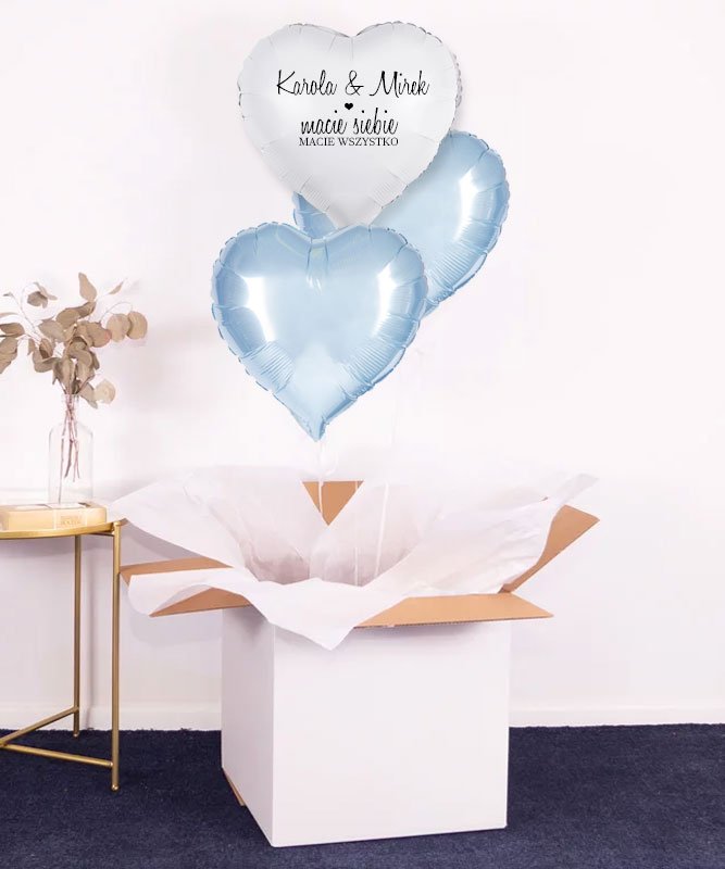 Pastelowe balony serca z helem PREZENT dla pary – Miłość