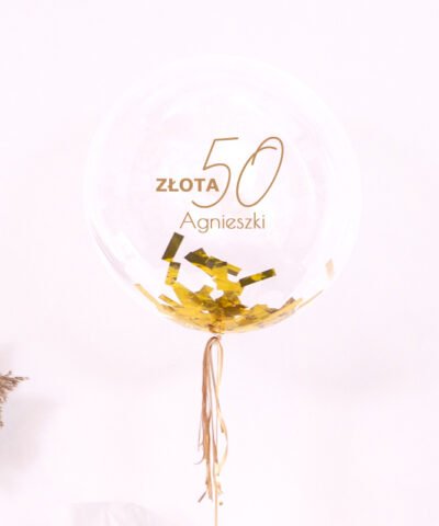 Wielki balon kula z helem i konfetti prezent na 50 urodziny