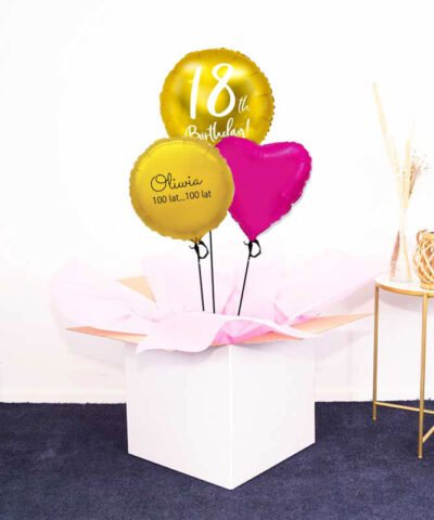 Prezent na 18 urodziny – balony z helem w pudełku