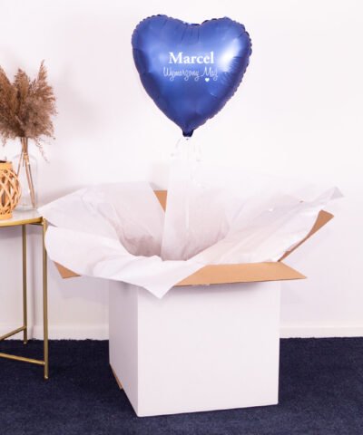 Prezent dla męża – Balon serce granatowe z helem w pudełku