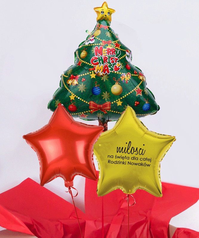 Balony z helem w pudełku na Boże Narodzenie – Choinka