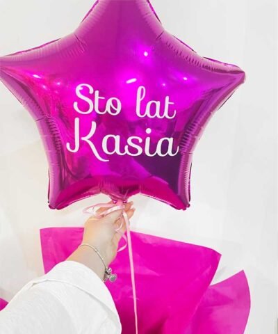 Balon różowa gwiazdka z helem w pudełku – Prezent urodzinowy