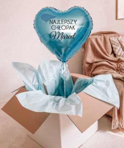 Nowoczesny prezent dla chłopaka – balon niebieskie serce z helem