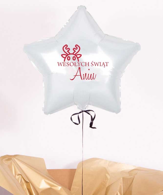 Balon biała gwiazdka z helem – prezent na Boże Narodzenie