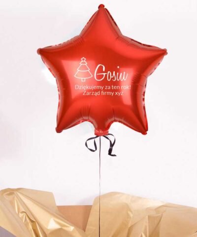 Firmowy prezent z życzeniami – balon czerwona gwiazdka z helem