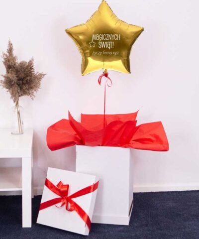 Świąteczny prezent dla pracownika – balon gwiazdka z helem i personalizacją