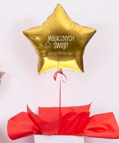 Świąteczny prezent dla pracownika – balon gwiazdka z helem i personalizacją