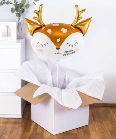 Balon Renifer z helem w pudełku – Prezent na Gwiazdkę
