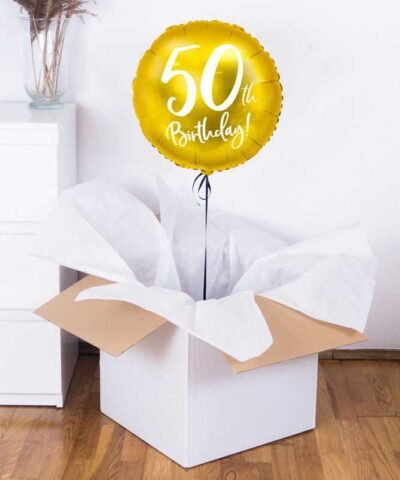 Prezent na 50 urodziny w pudełku – balon z helem