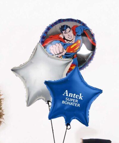Prezent dla fana Supermana – balony z helem w pudełku