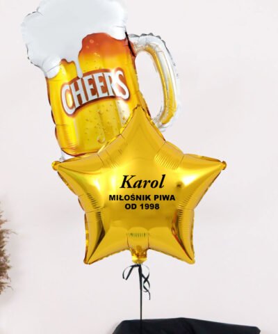 Prezent dla piwosza – balony z helem w pudełku + imię