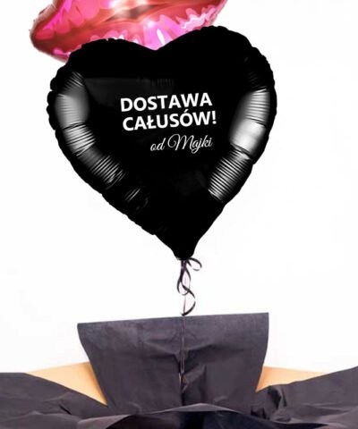 Prezent dla faceta – balony z helem w pudełku Całusy