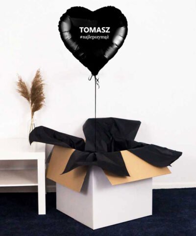 Prezent dla męża w pudełku – balon czarne serce #najlepszymąż
