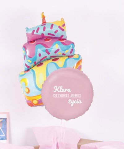 Prezent na urodziny w pudełku – Balony z helem Tort