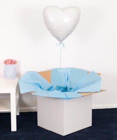 Balon białe serce z helem – paczka z balonami na prezent
