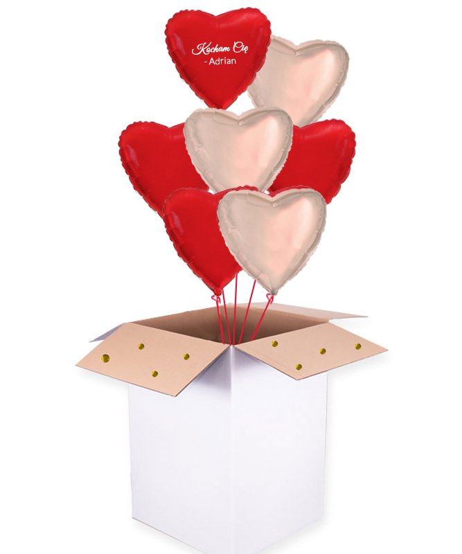Romantyczny prezent dla niej – 7 balonów z helem w pudełku