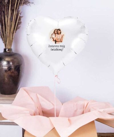 Prośba o świadkowanie ze zdjęciem – balon wyskakujący z pudełka