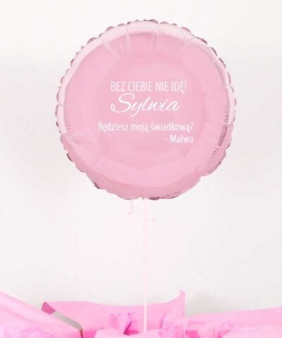 Prośba o świadkowanie bez Ciebie nie idę – balon z helem w pudełku