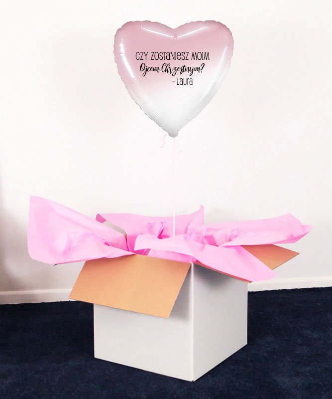 Prośba o bycie chrzestnym – box balonowy na prezent