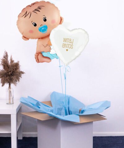 Prezent na narodziny chłopca – balony z helem w pudełku