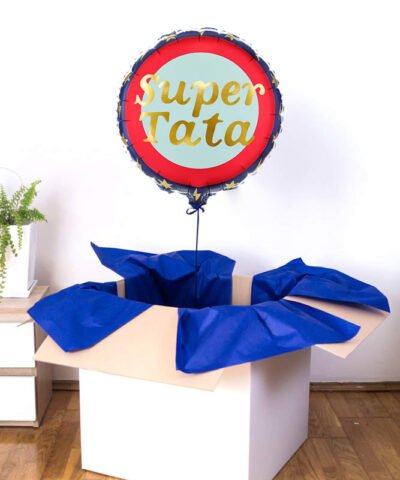 Prezent na dzień ojca – kolorowy balon z helem Super Tata