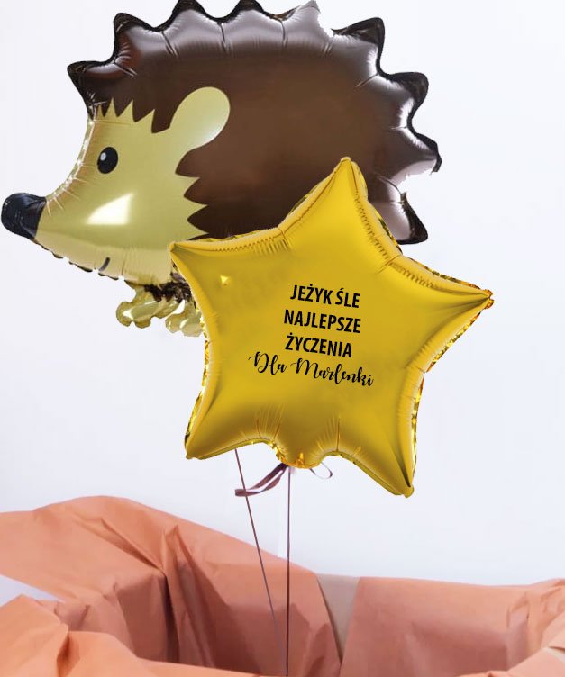 Zestaw balonów z helem dla dziecka – Jeżyk śle życzenia