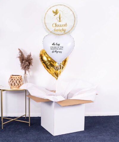 Prezent na chrzest – balony z helem w pudełku