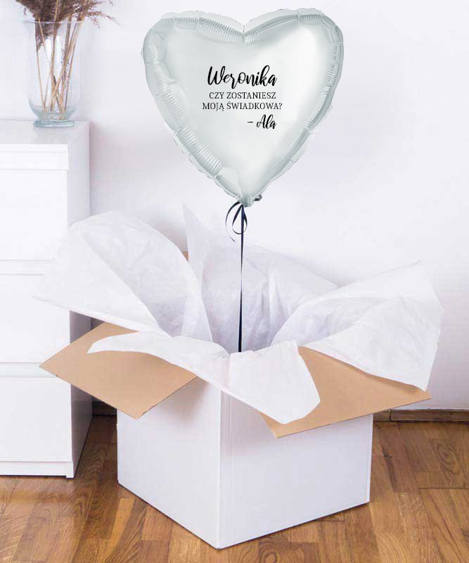 Nowoczesna prośba o świadkowanie – Srebrny balon z helem i personalizacją