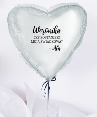 Nowoczesna prośba o świadkowanie – Srebrny balon z helem i personalizacją