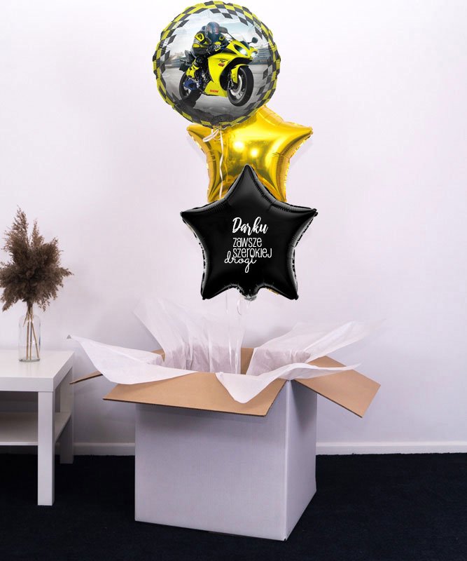 Pomys艂 na prezent dla motocyklisty – Zestaw balon贸w z helem w pude艂ku