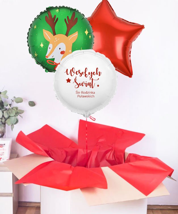Oryginalny prezent na święta – balony wyskakujące z pudełka – Wesołych świąt
