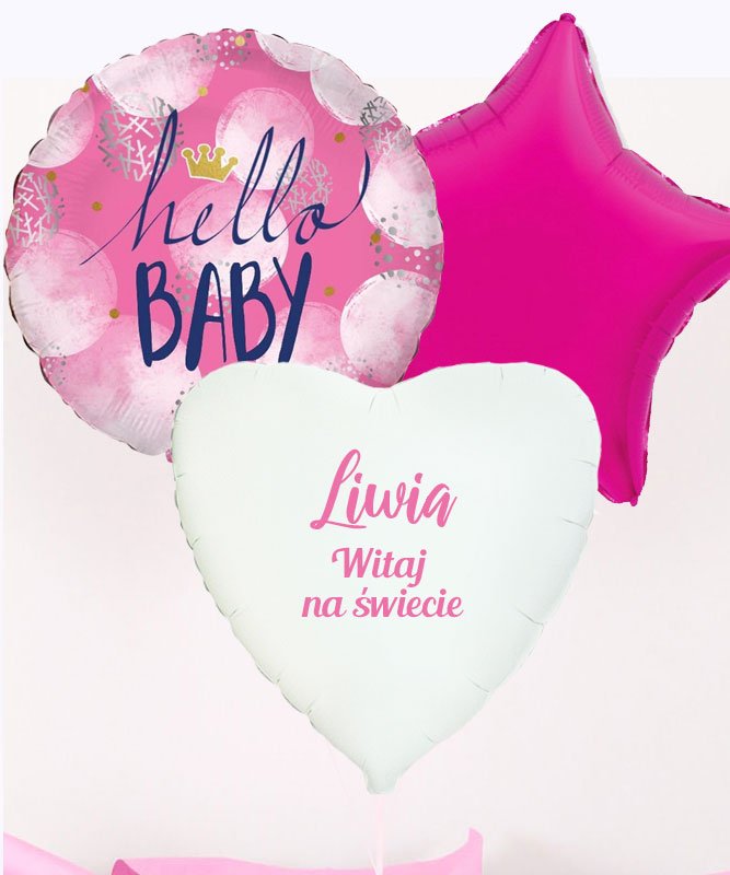 Zestaw balonów na powitanie dziewczynki w domu – Hello Baby Pink