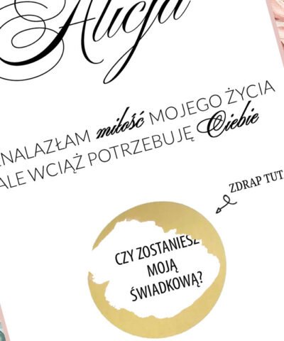 Zdrapka prośba o świadkowanie z dedykowanym imieniem