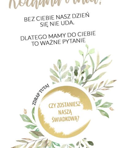 Prośba o świadkowanie zdrapka personalizowana – wzór Eukaliptus