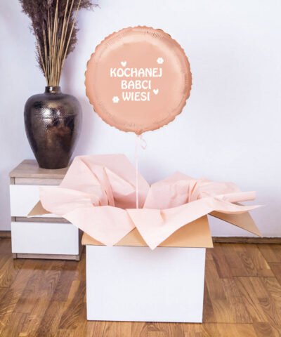 Prezent dla Babci – balon koło z helem Gold Rose – Kochanej Babci