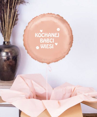 Prezent dla Babci – balon koło z helem Gold Rose – Kochanej Babci
