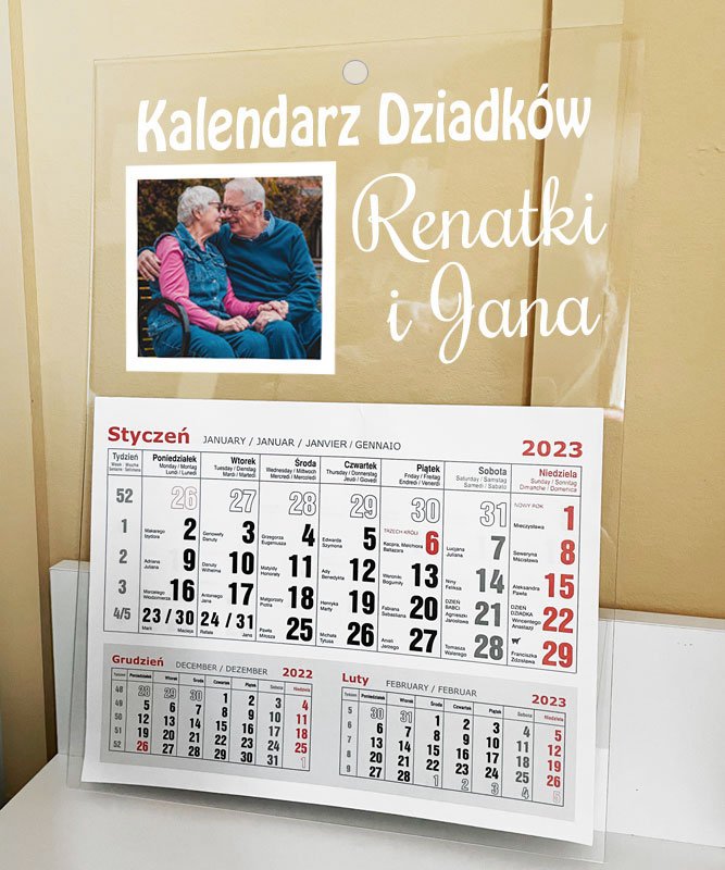 Personalizowany kalendarz 2023 ze zdjęciem dla Dziadków