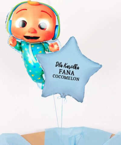 Prezent dla fana cocomelon – balony z helem w pudełku