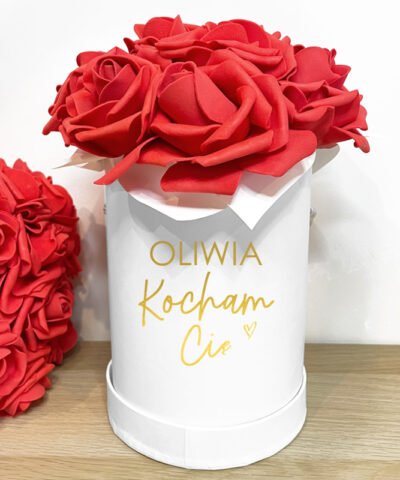 Flower box dla niej na prezent – Czerwone róże Kocham Cię