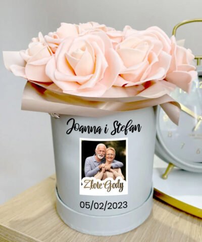Personalizowany flower box NA 50 ROCZNICĘ ŚLUBU – ZŁOTE GODY