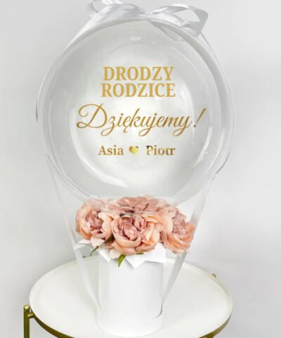 Eleganckie podziękowania dla rodziców – Flower box z balonem