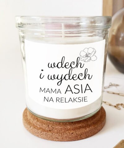 Świeca zapachowa dla mamy z personalizacją – Wdech i Wydech