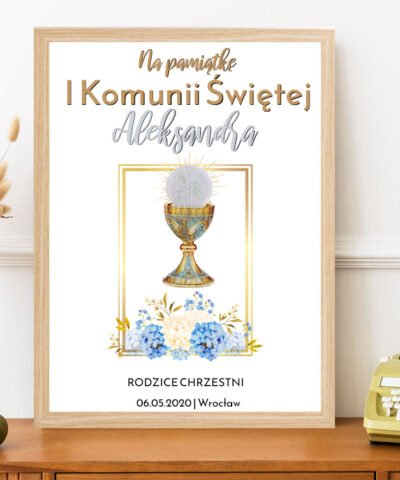 Prezent na pamiątkę I Komunii Świętej – Plakat w ramie KIELICH
