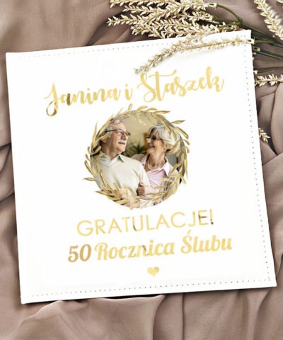 Personalizowany album z ekoskóry na ZŁOTE GODY – Laur