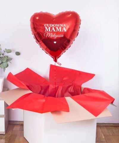 PREZENT DLA MAMY z imieniem – Wyskakujący balon serce z pudełka