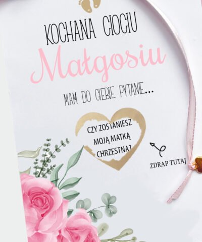 Zdrapka dla przyszłej Mamy Chrzestnej – Personalizowana kartka