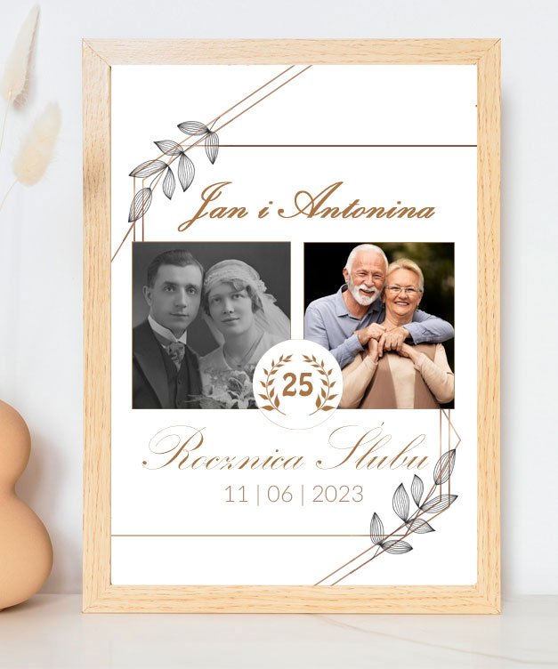Prezent na 25 rocznicę ślubu – Ramka z personalizacją SREBRNA ROCZNICA